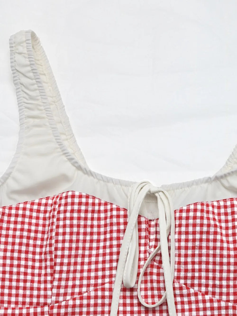 Contrast Plaid Square Neck Woven Tank Top
