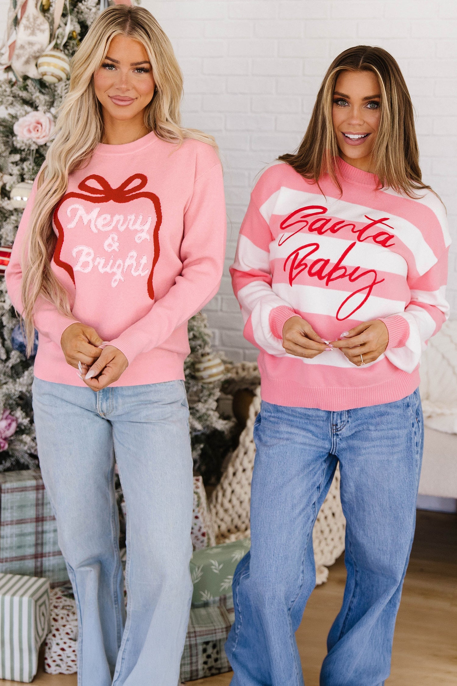 Gossamer Pink Drop Shoulder Round Neck Towel Embroidery Slogan Pullover Sweater