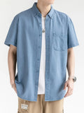 Men's Plus Size Casual Short Sleeve Denim Shirt