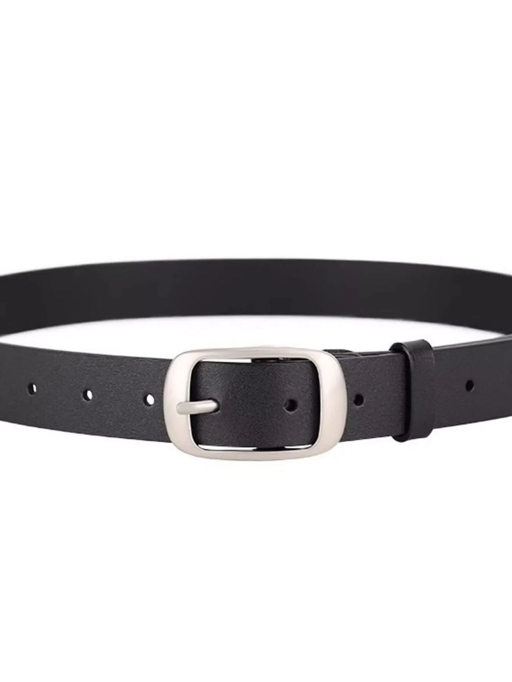 Leather Belt with Silver Buckle