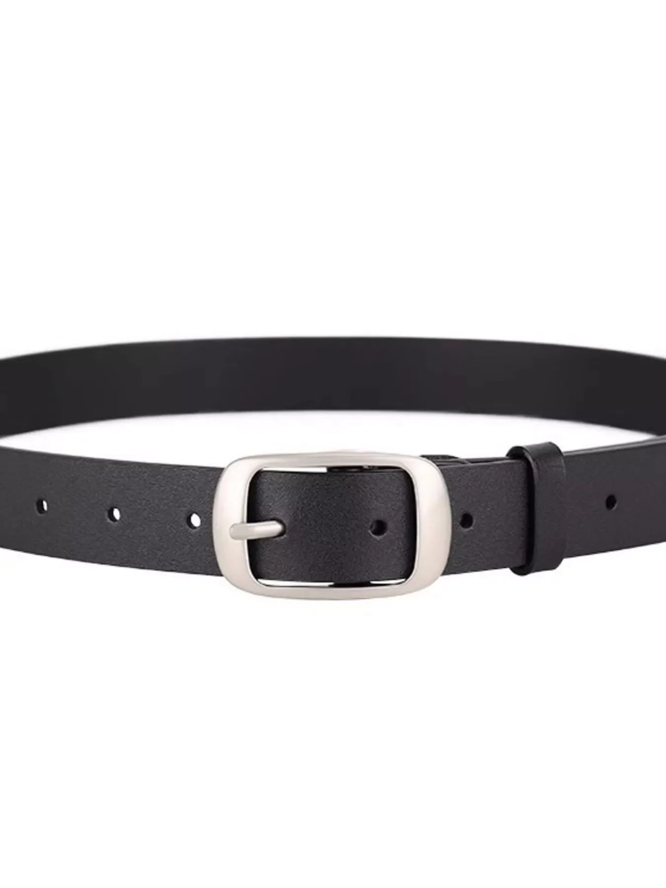 Leather Belt with Silver Buckle