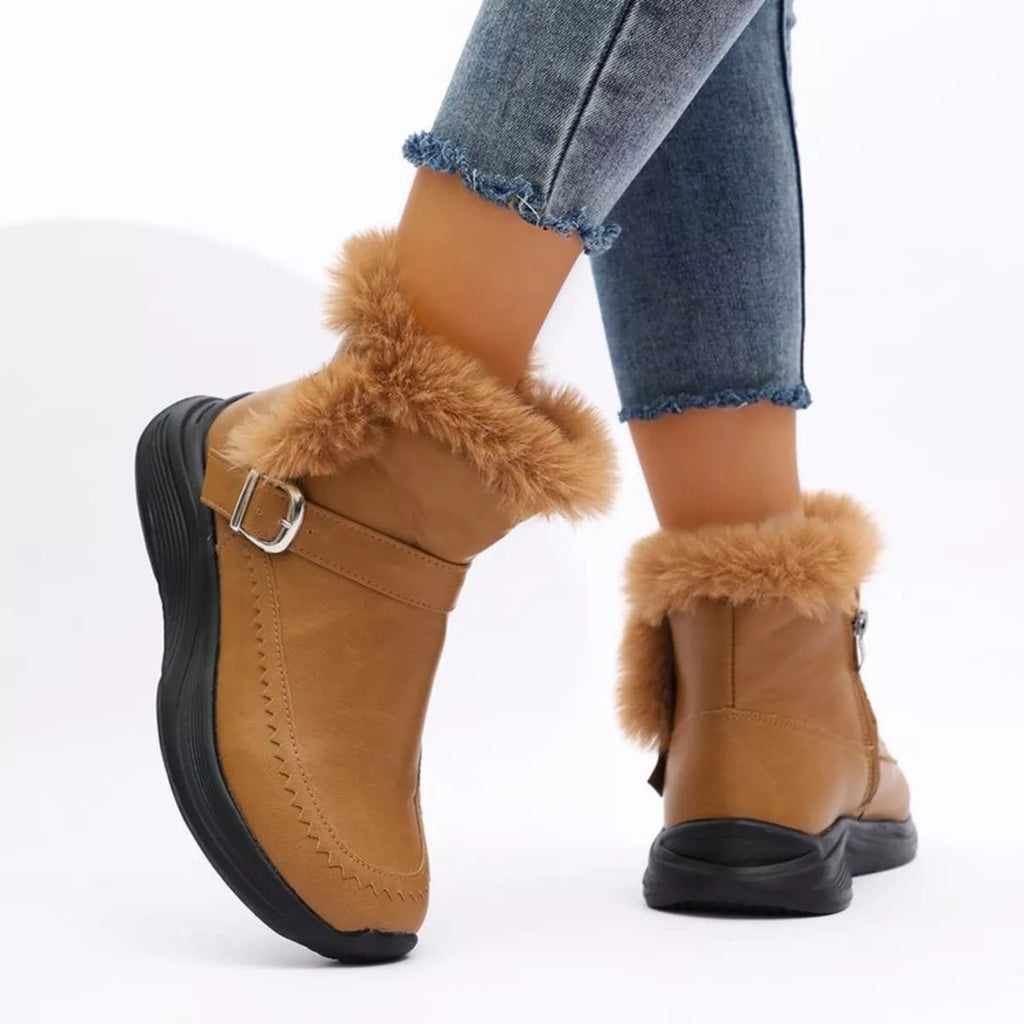 Faux Fur Buckle Boots