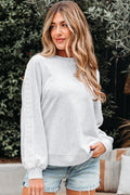 Light Grey Lace Patchwork Raglan Sleeve Crew Neck Sweatshirt