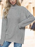 Ribbed Turtleneck Drop Shoulder Oversized Sweater