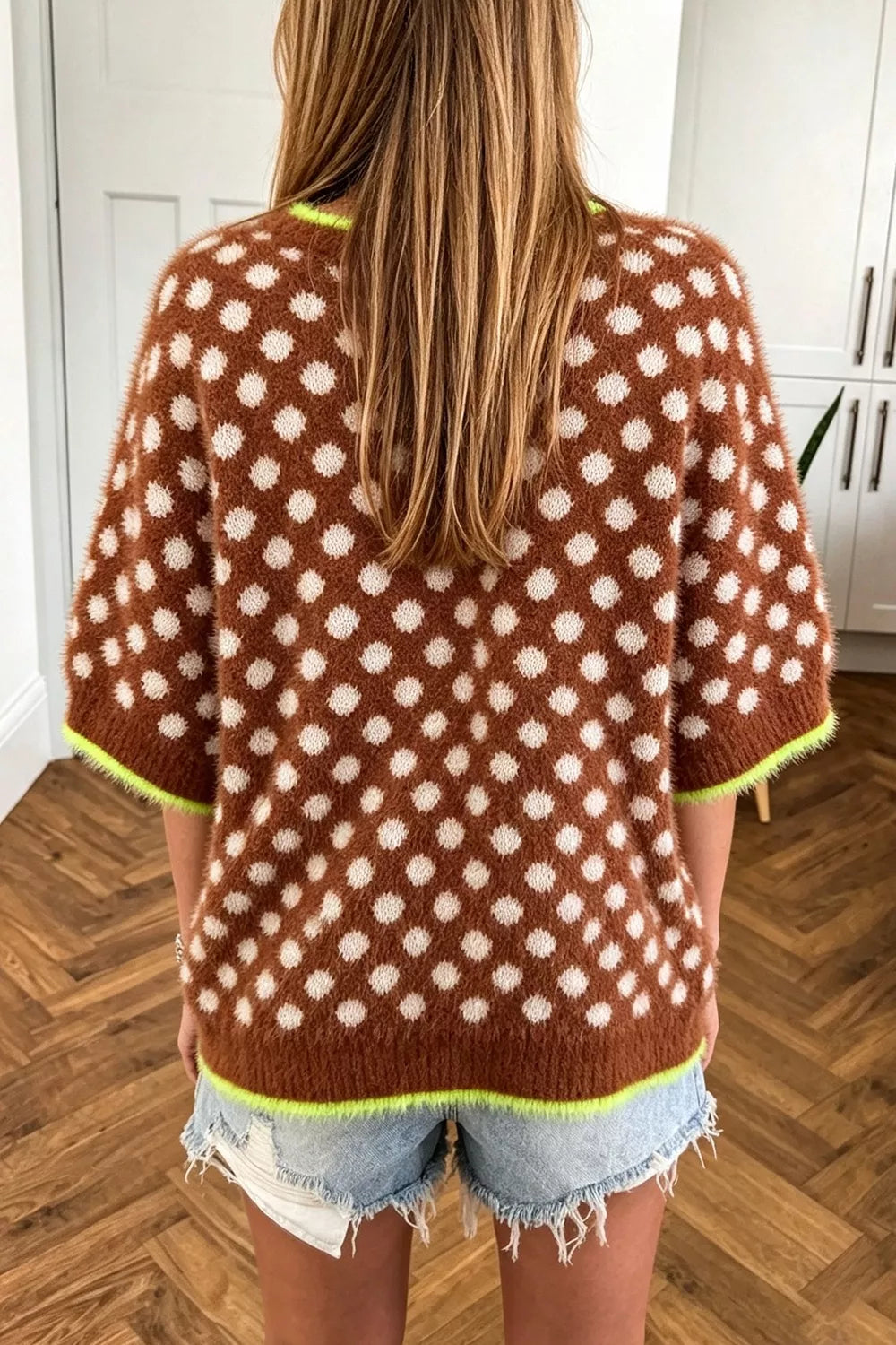 Polka Dot 3/4 Sleeve Sweater