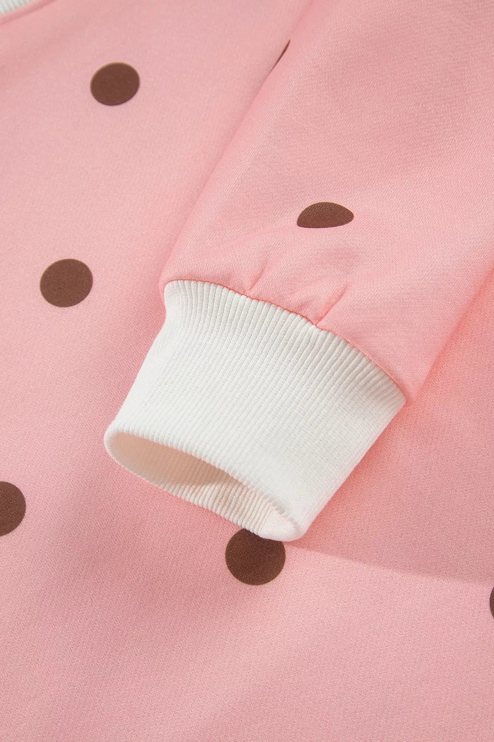 Polka Dot Long Sleeve Sweatshirt and Shorts Lounge Set