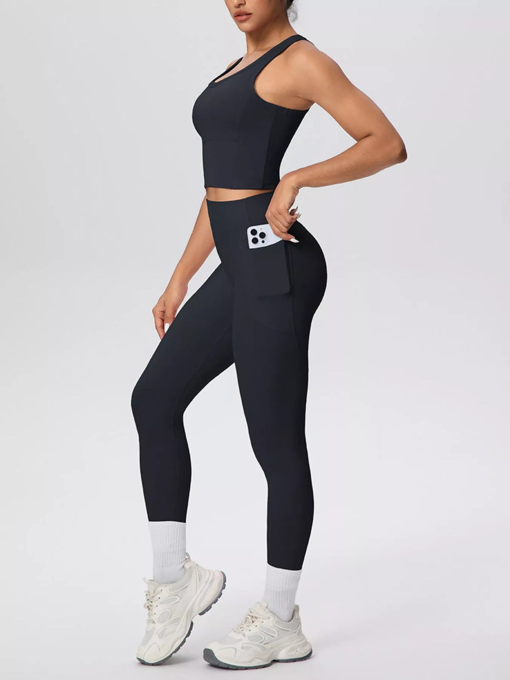 Scoop Neck Tank and High-Waisted Leggings Active Set