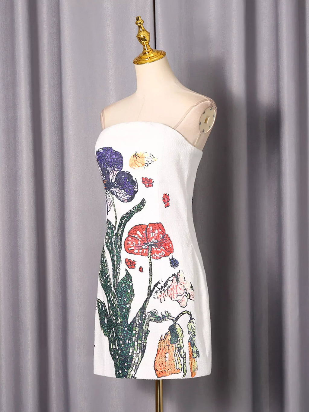Strapless Floral Mini Dress