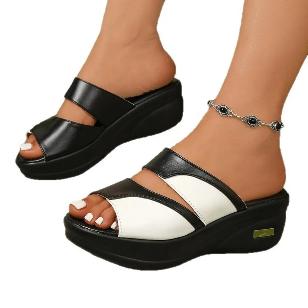 Contrast Open Toe Wedge Sandals