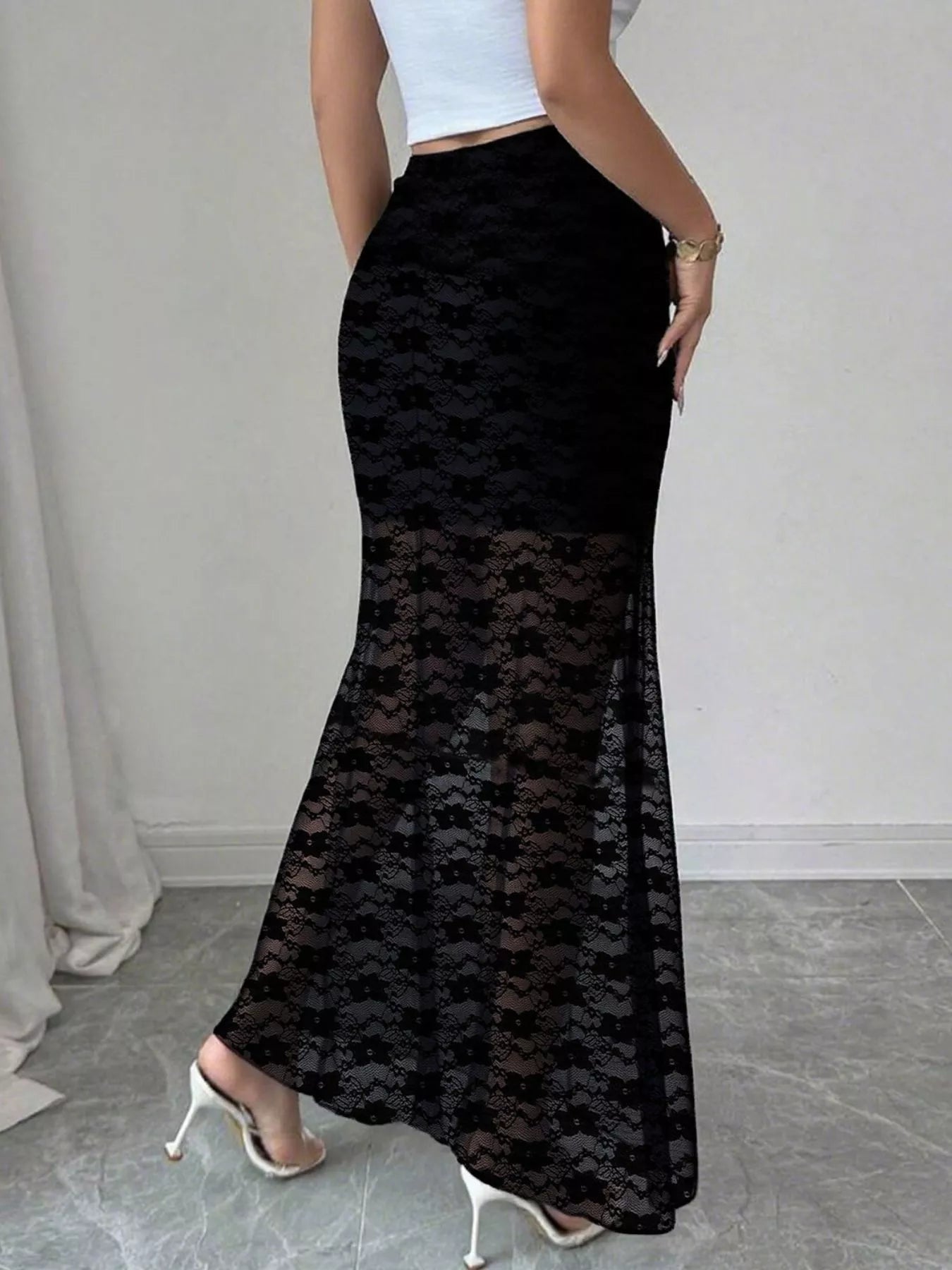 Elegant Lace Mermaid Sheer Skirt
