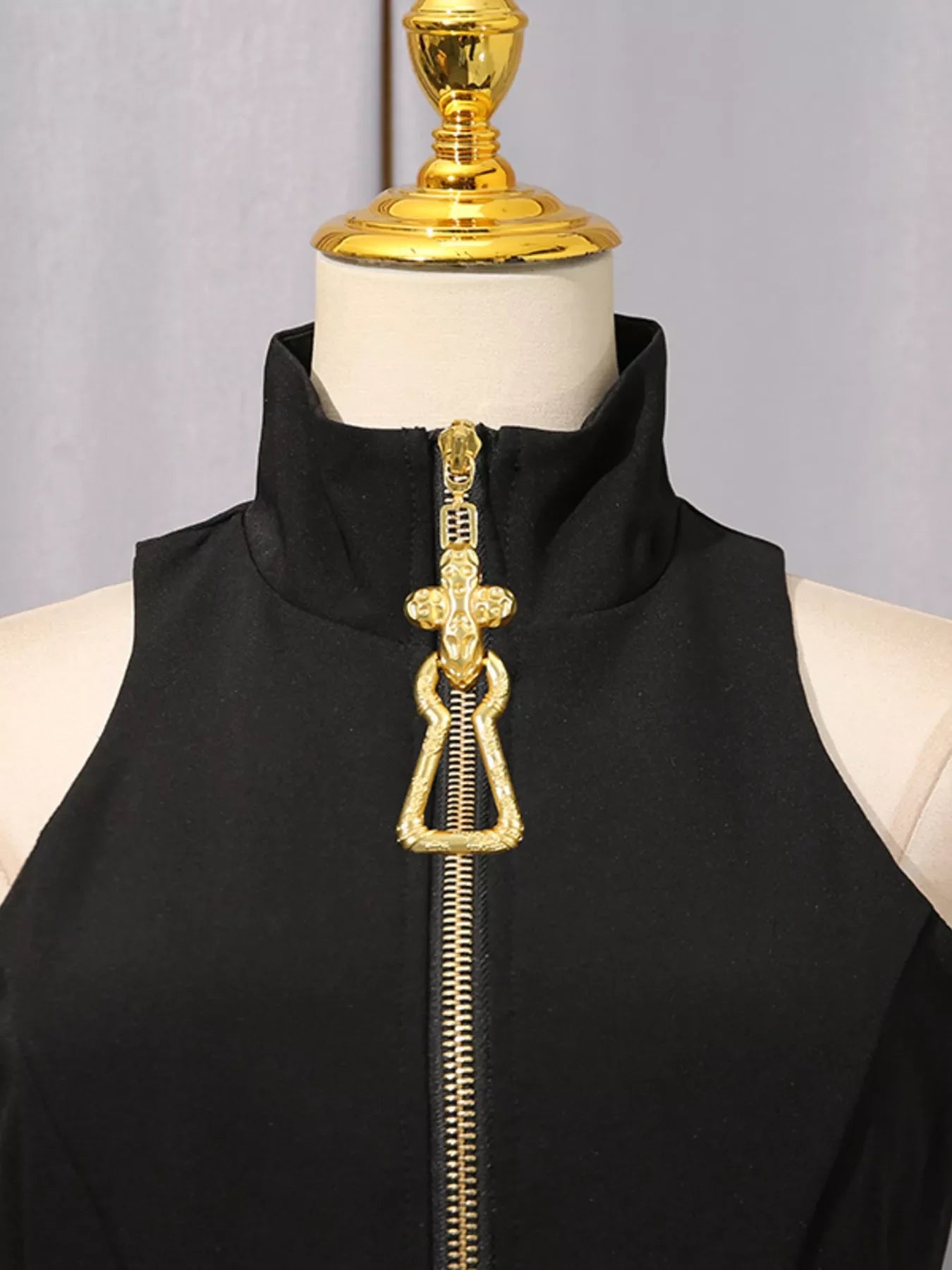 Zip Up Sleeveless Mini Dress