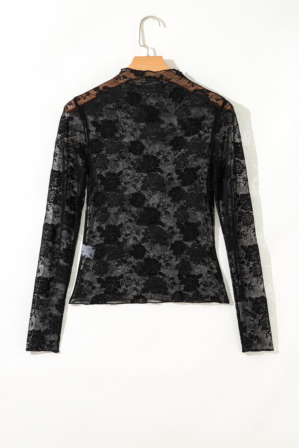 Floral Lace Sheer Mesh Long Sleeve Top
