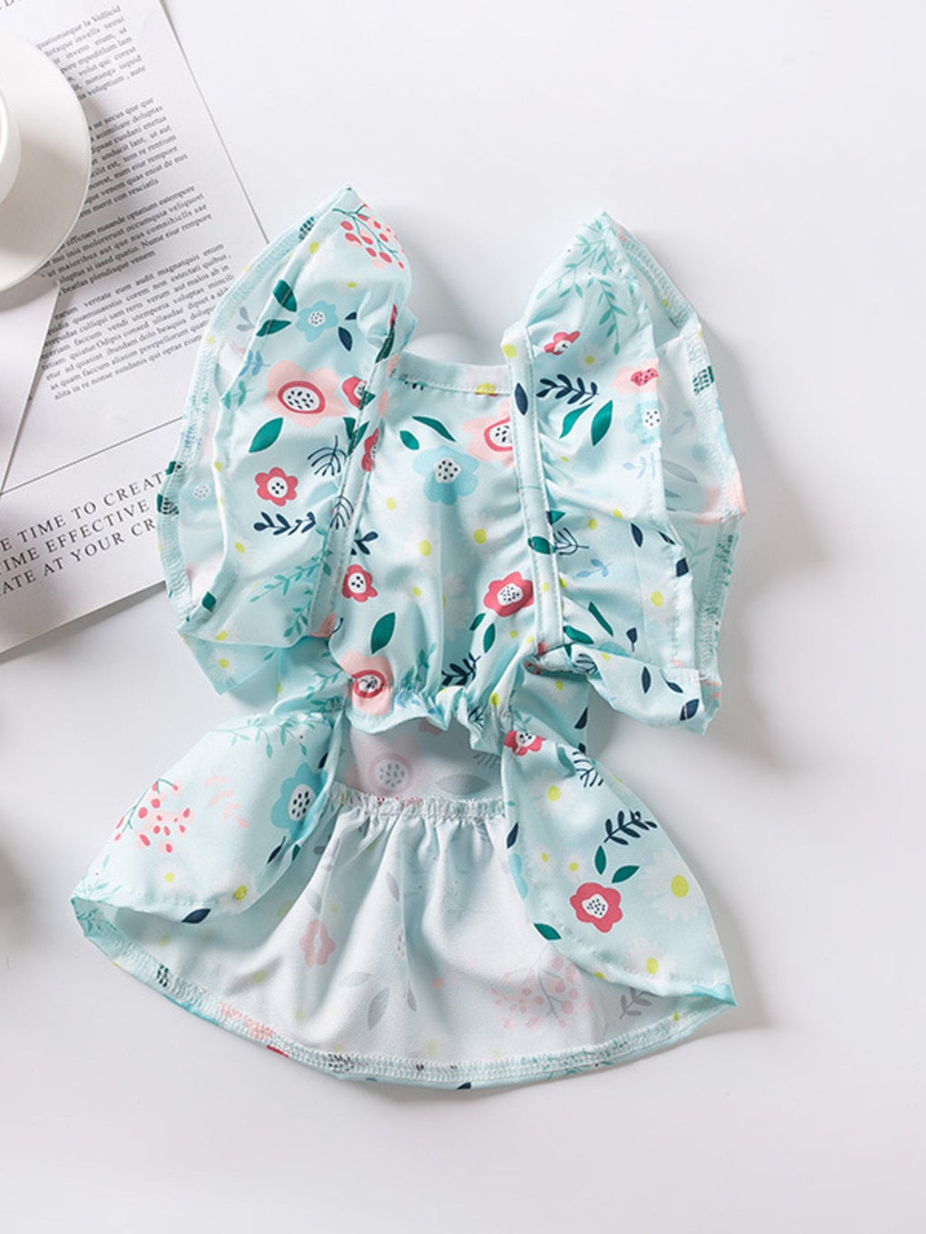 Floral Print Bow Decor Pet Dress