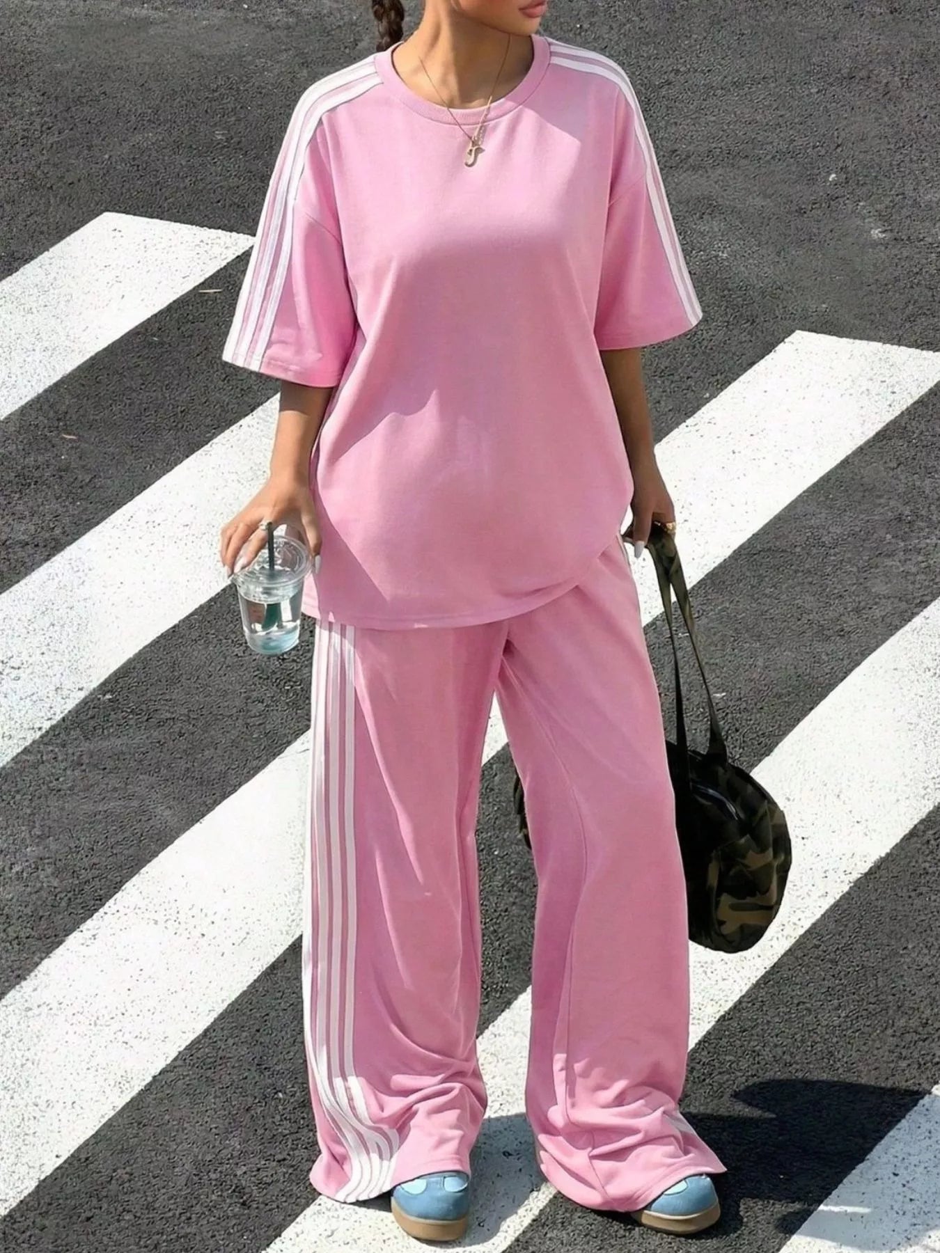 Striped Short Sleeve Top and Pants Set