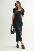 Soft Drape Ribbed Maxi Dress