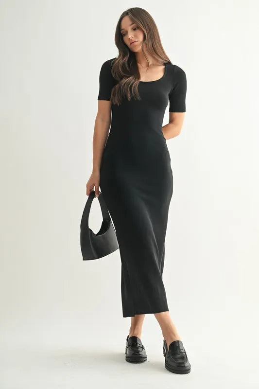 Soft Drape Ribbed Maxi Dress