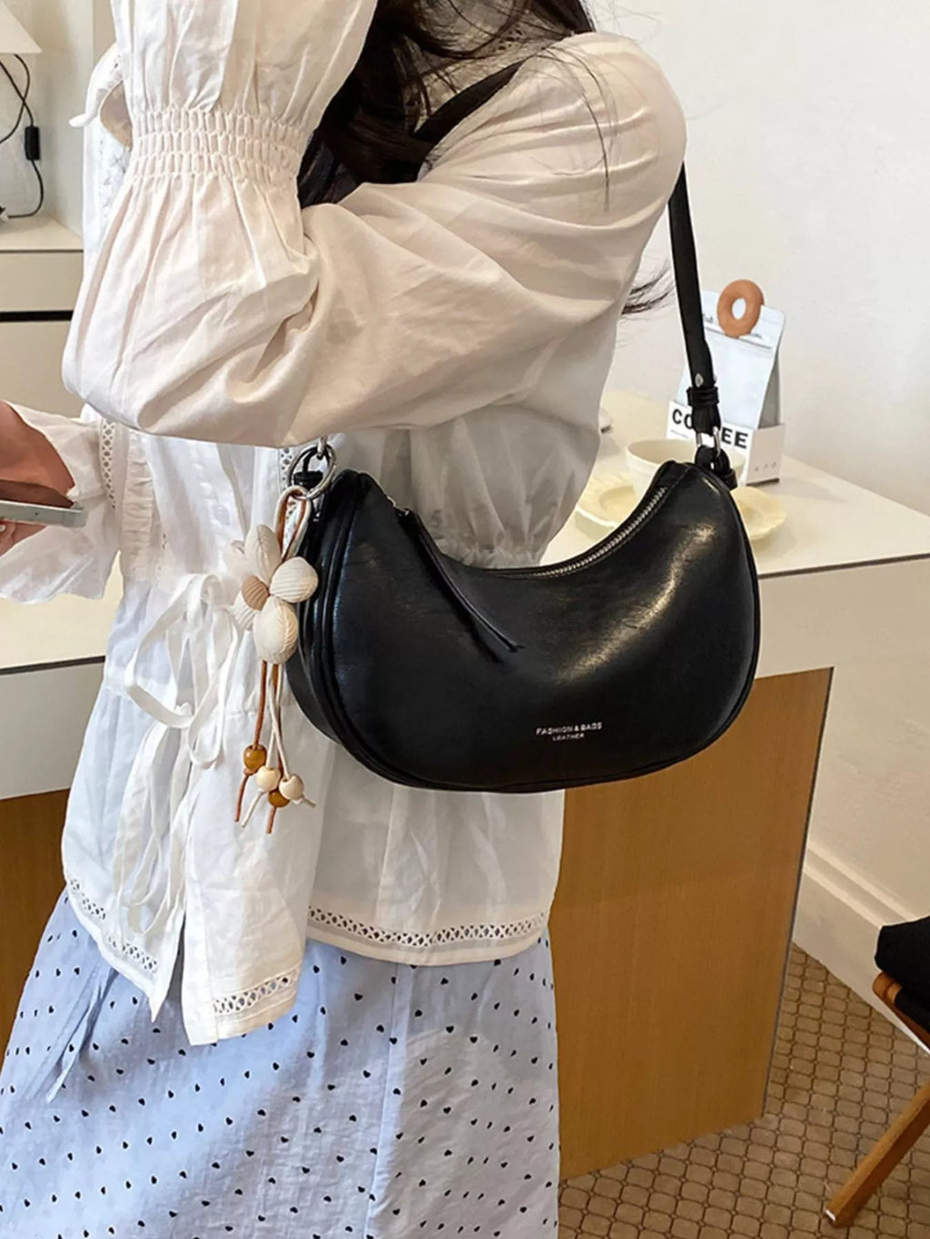 PU Leather Crescent Shoulder Bag