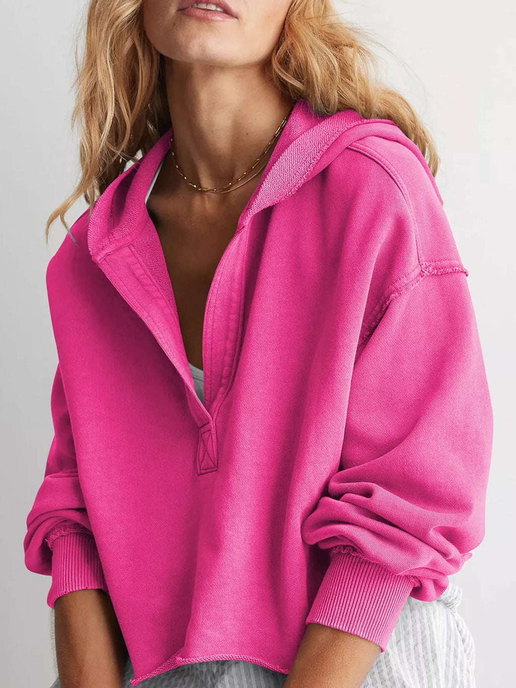 Dropped Shoulder Cropped Hoodie