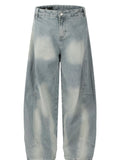 Men's Washed Curved Jeans with Contemporary Fade
