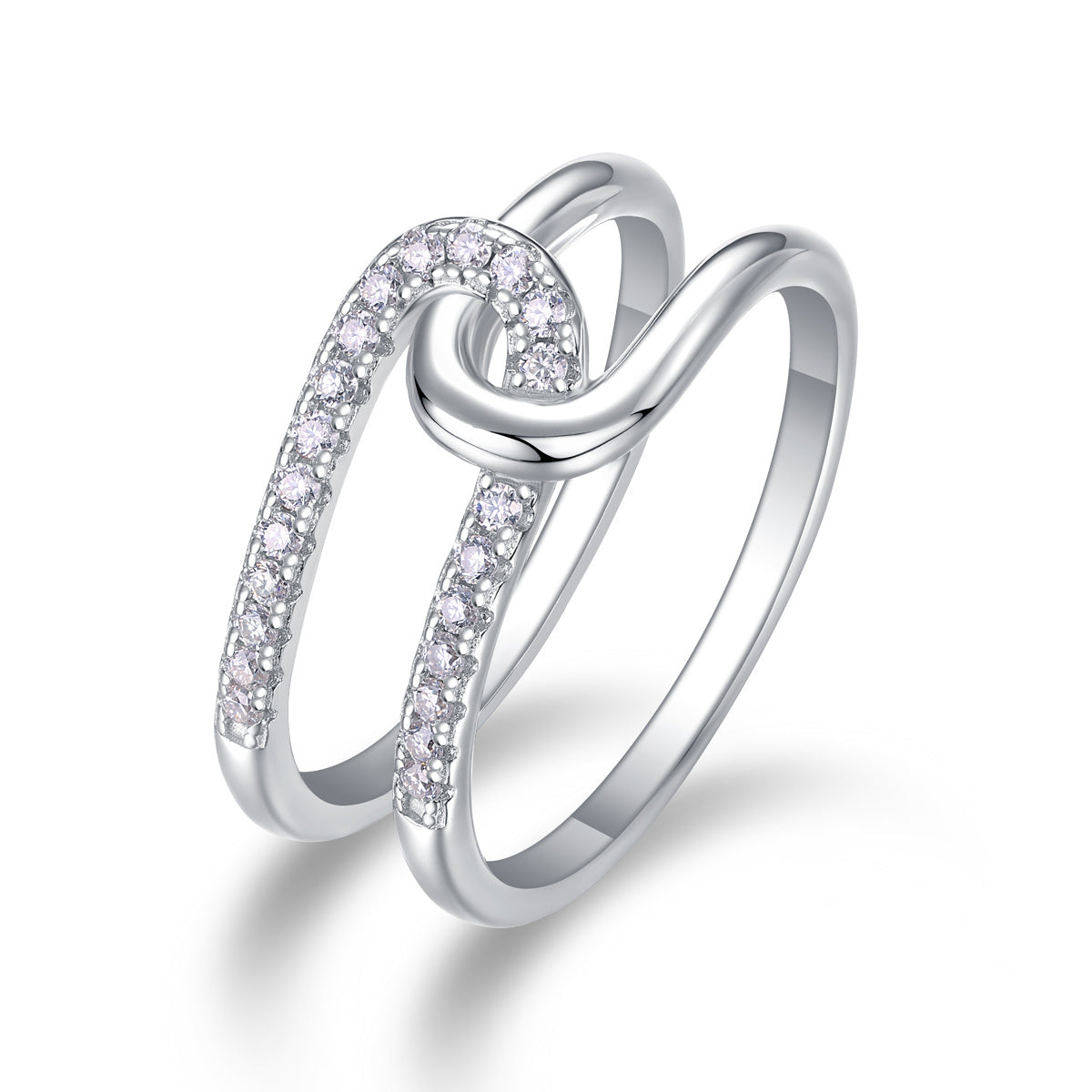 S925 Silver 3.7g Platinum Plated Moissanite Ring, 22pcs D VVS1 Interlocking Band, GRA Certified US 5-9