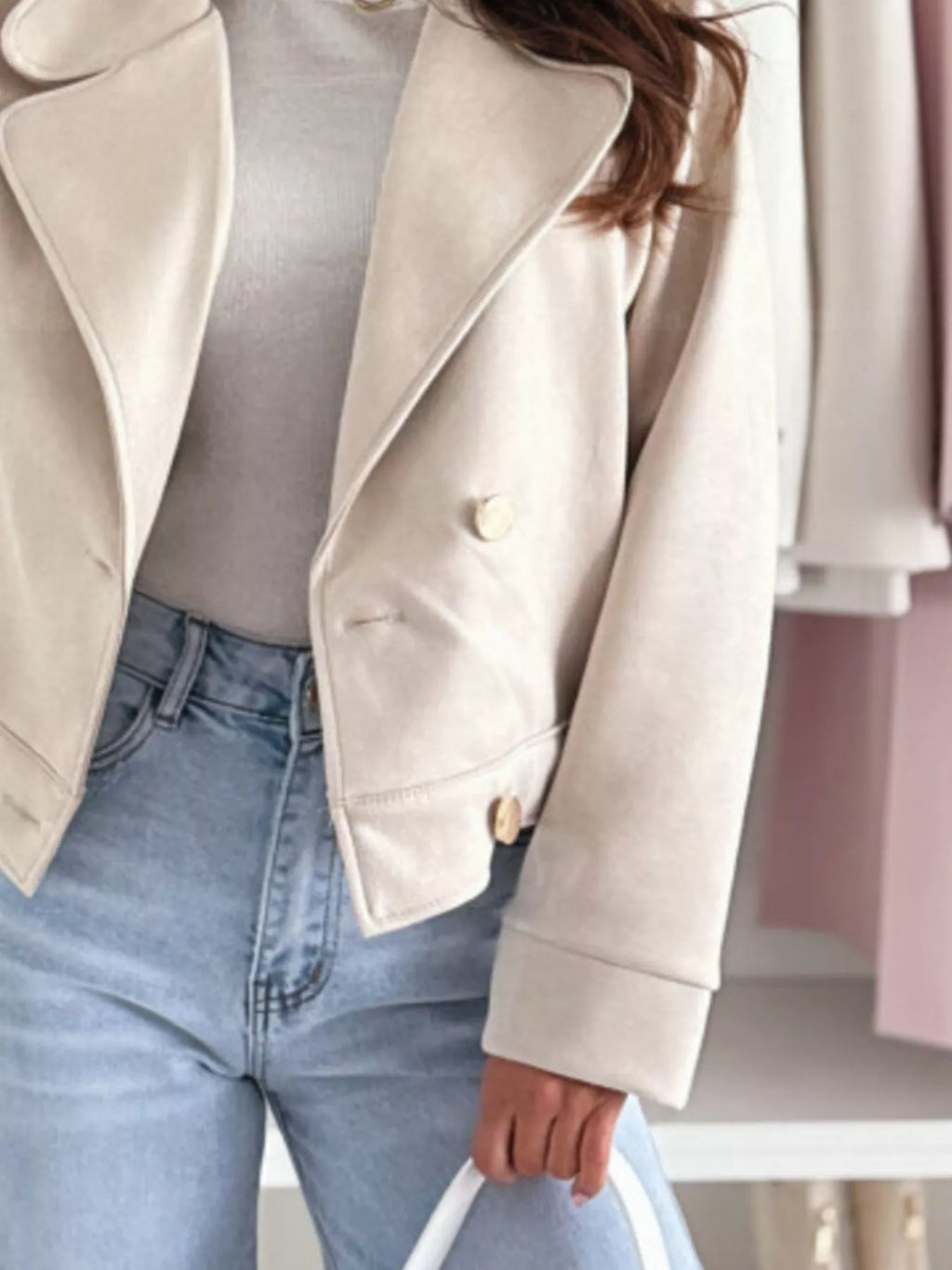 Chic Double-Breasted Cropped Jacket
