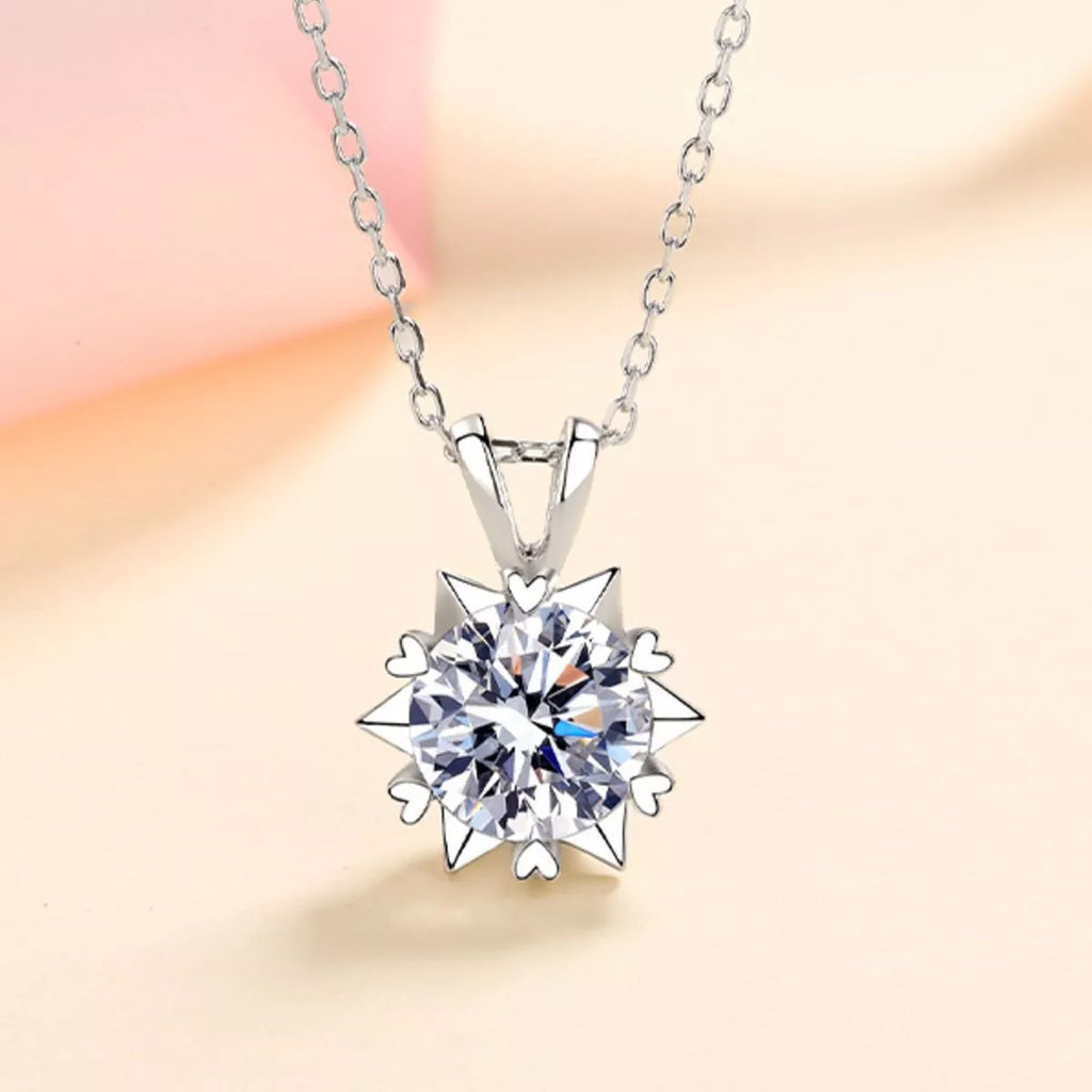 1 Carat 925 Sterling Silver Moissanite Pendant Necklace