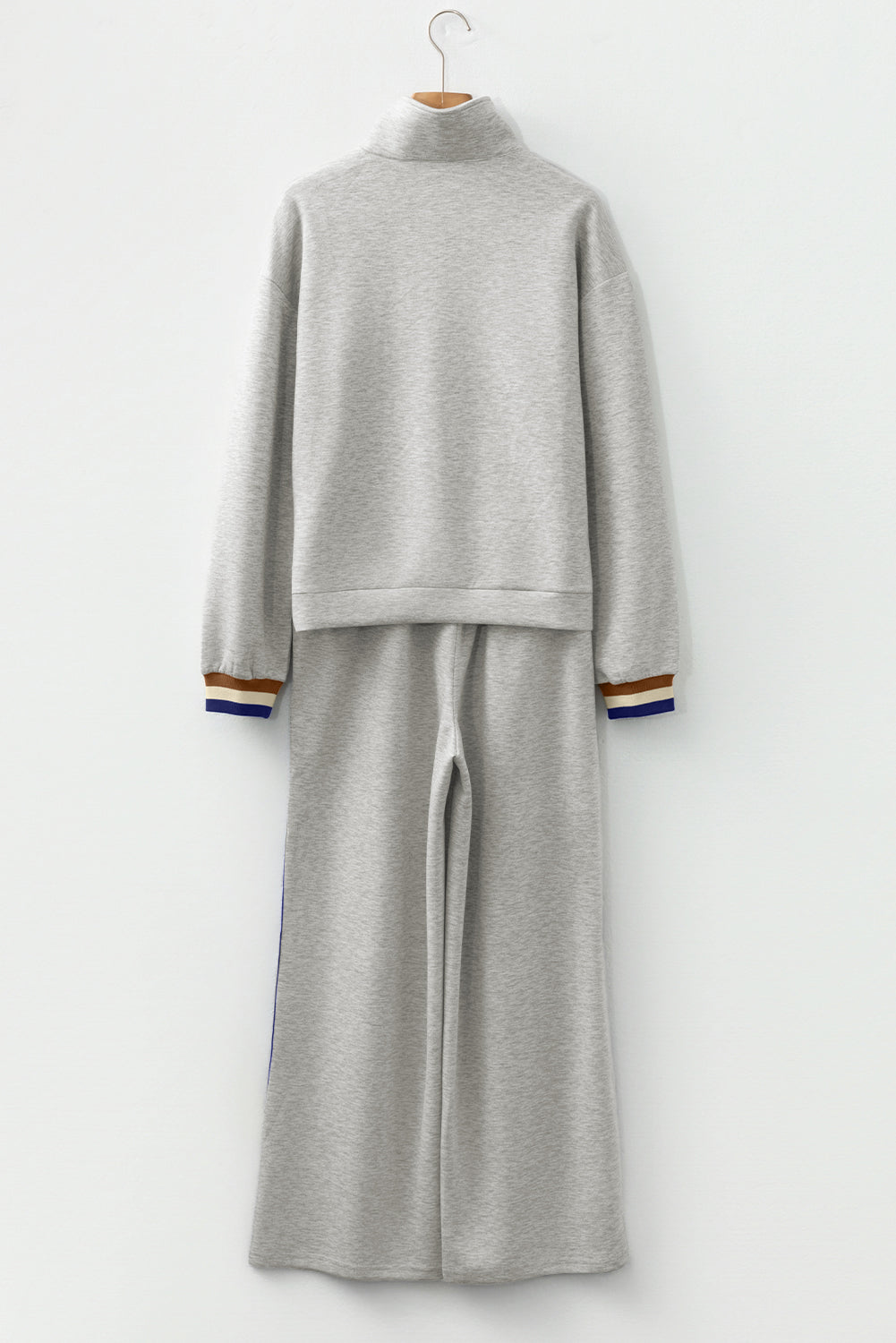 Stripe Patchwork Quarter-Zip Pullover and Pant Set