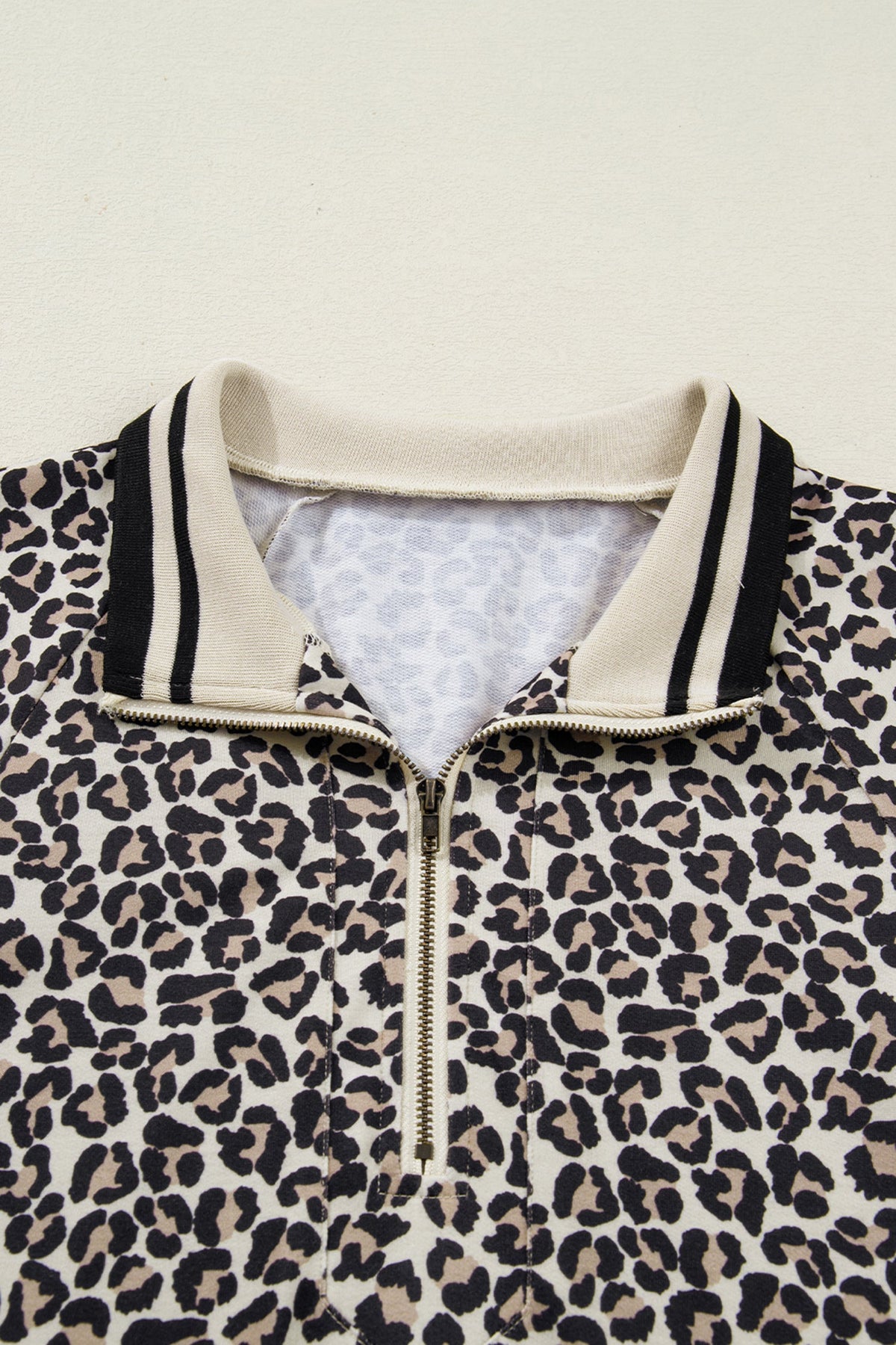 Leopard Stripe Patchwork Zip Collar Mini Dress