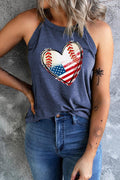 US Flag Heart Graphic Tank Top