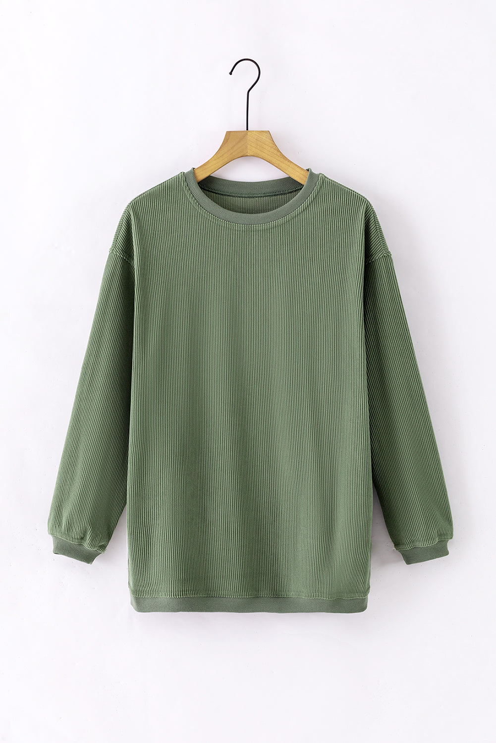 Solid Ribbed Corduroy Long Sleeve Oversized Sweatshirt