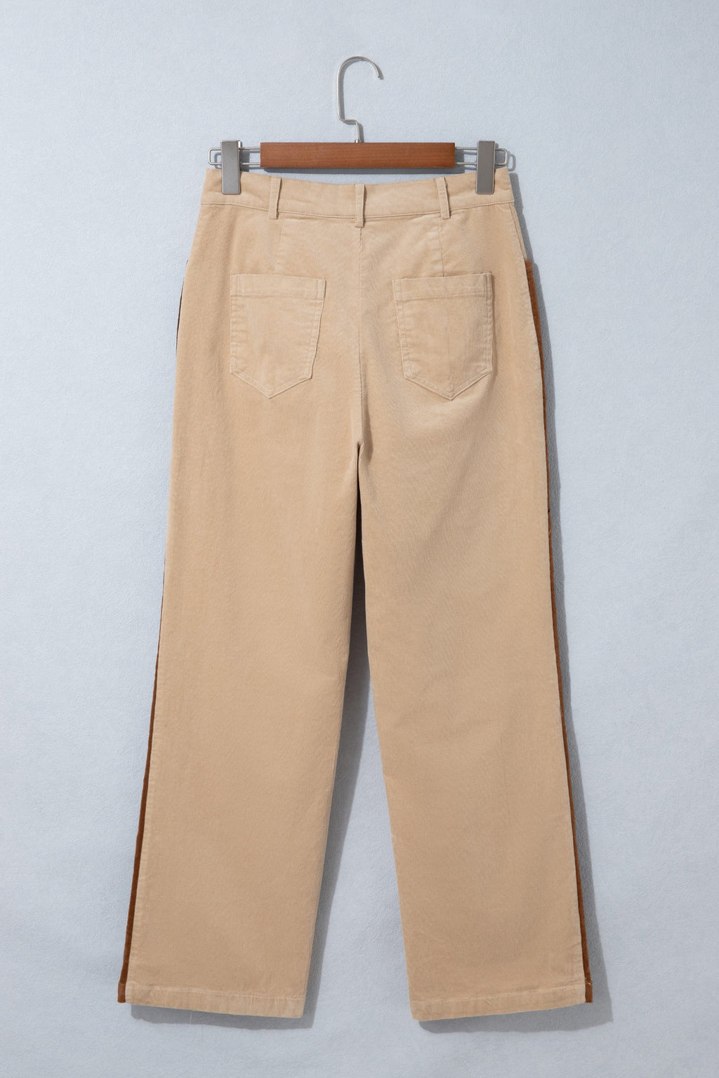 Smoke Gray Corduroy Side Panel Colorblock Straight Leg Pants