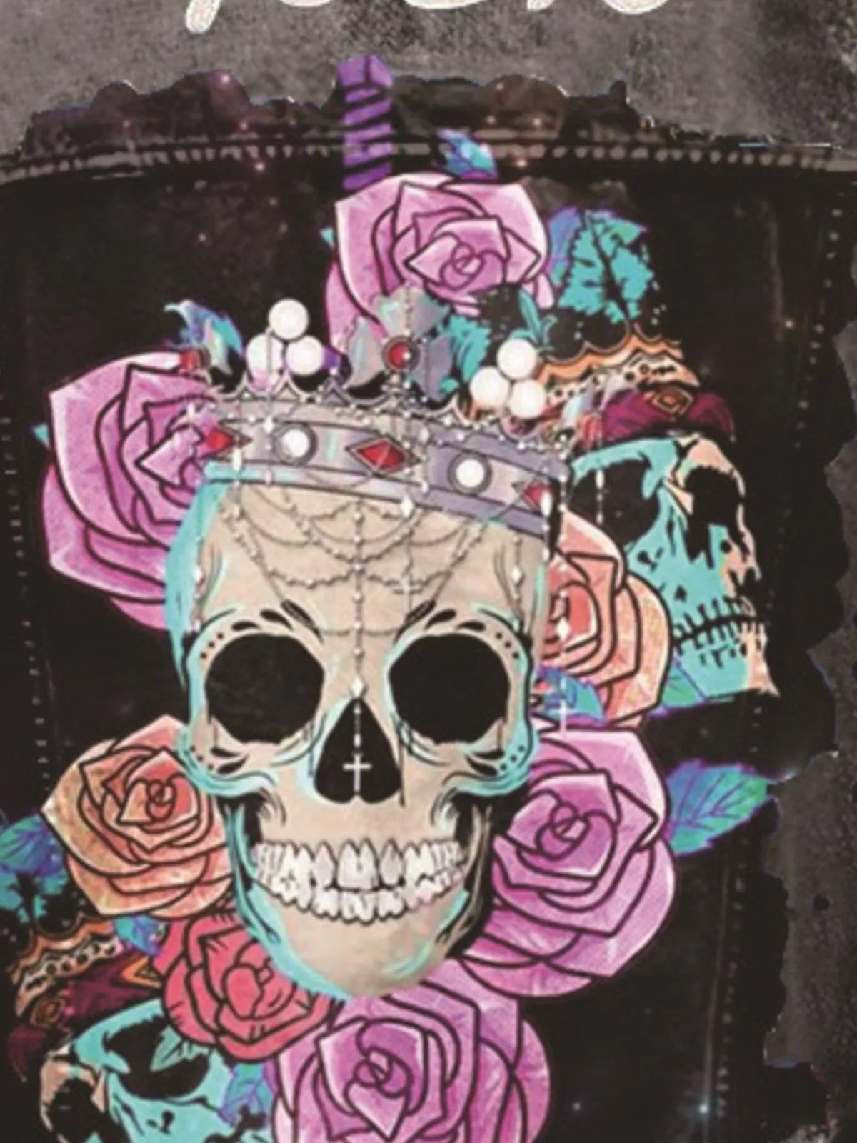 Full Size Skull and Rose Graphic Denim Jacket Plus Size