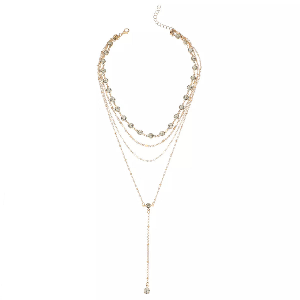 Multi-Layered Rhinestone Choker Necklace