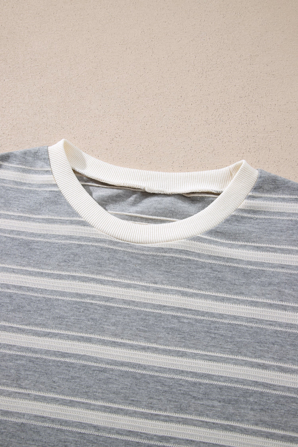 Gray Stripe Long Sleeve Round Neck Tunic Top