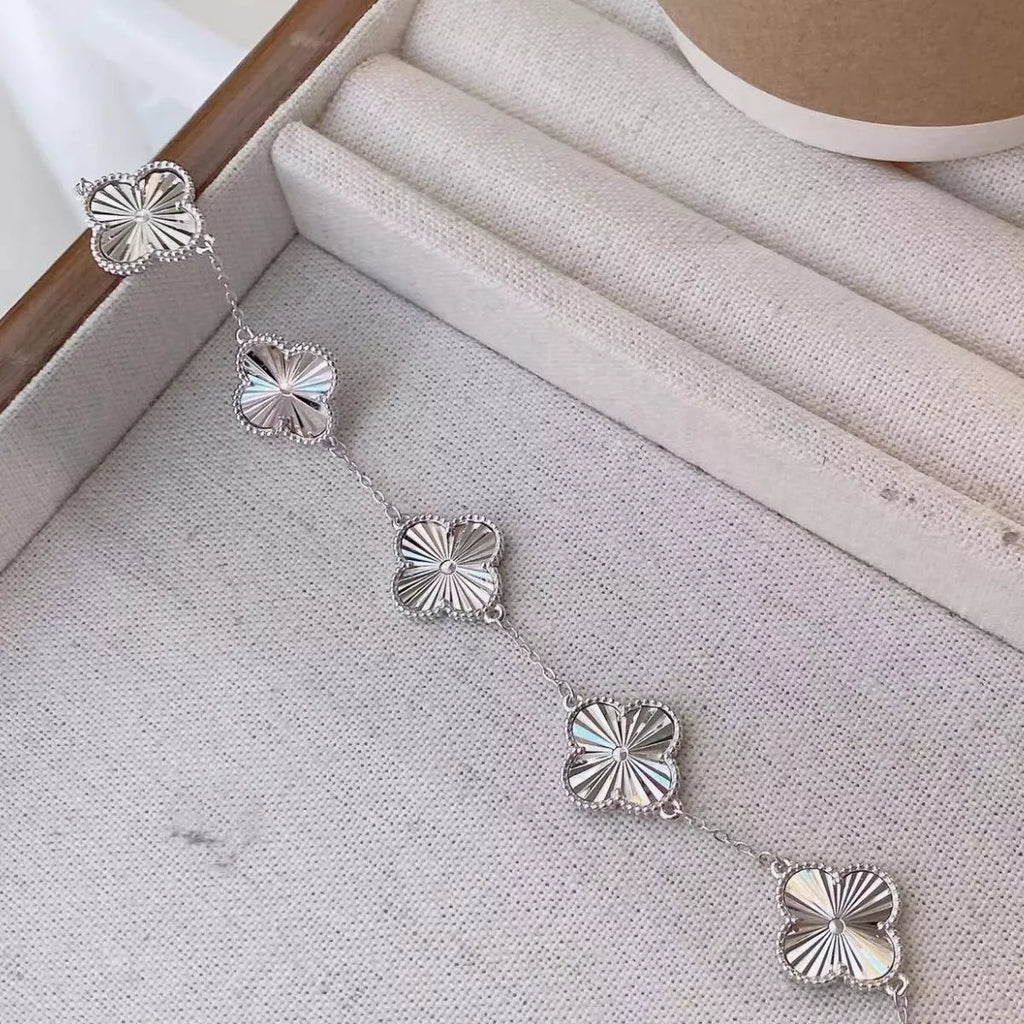 925 Sterling Silver Chain Four Leaf Clover Bracelet