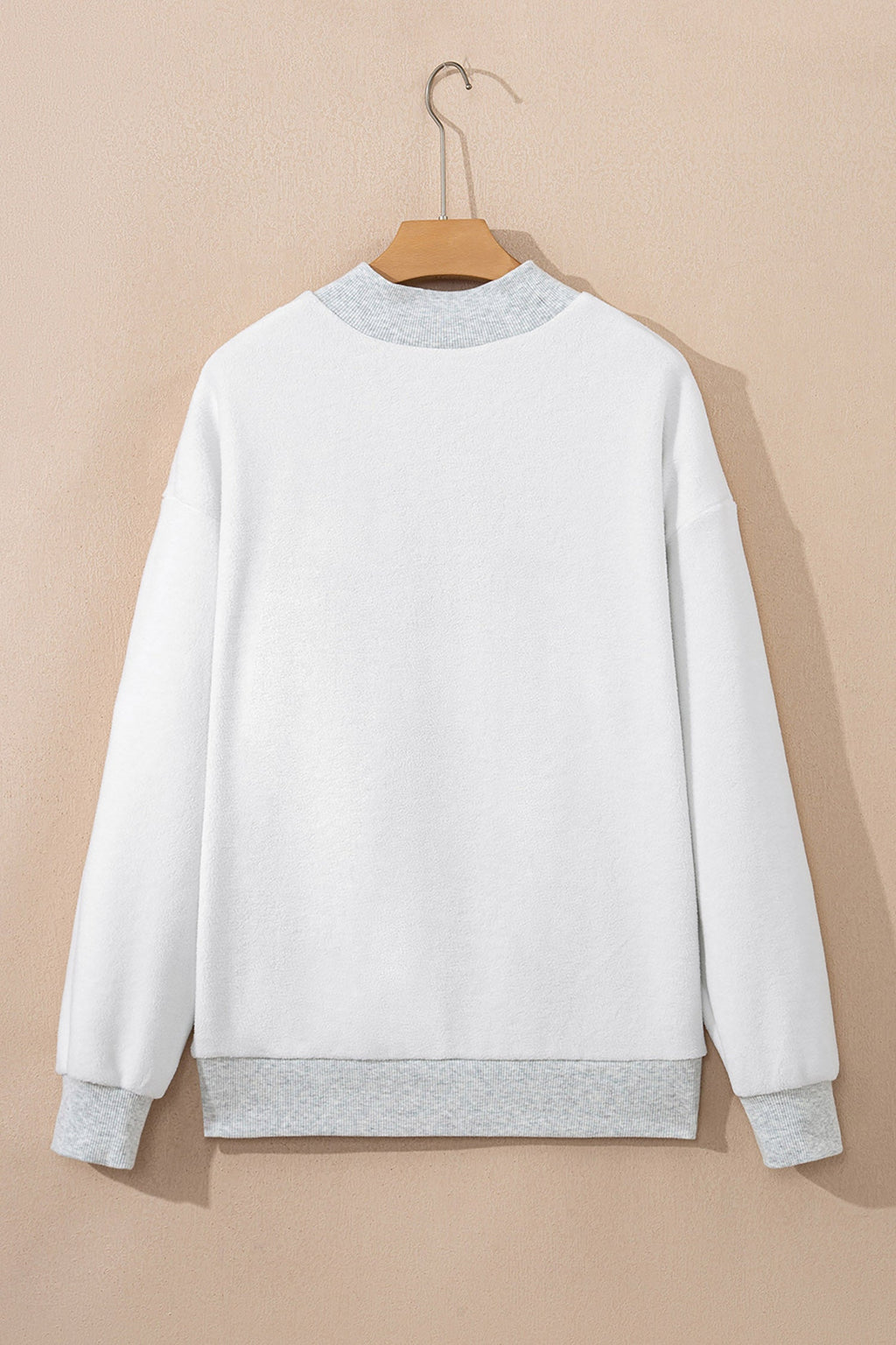 Light Grey Sequin Bow Pumpkin Patch Color Block High Neck Sweatshirt