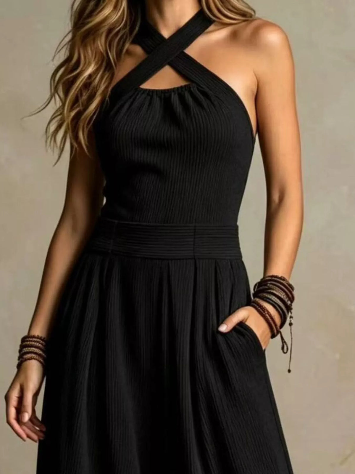 Full Size Halter Neck Wide-Leg Jumpsuit Plus Size
