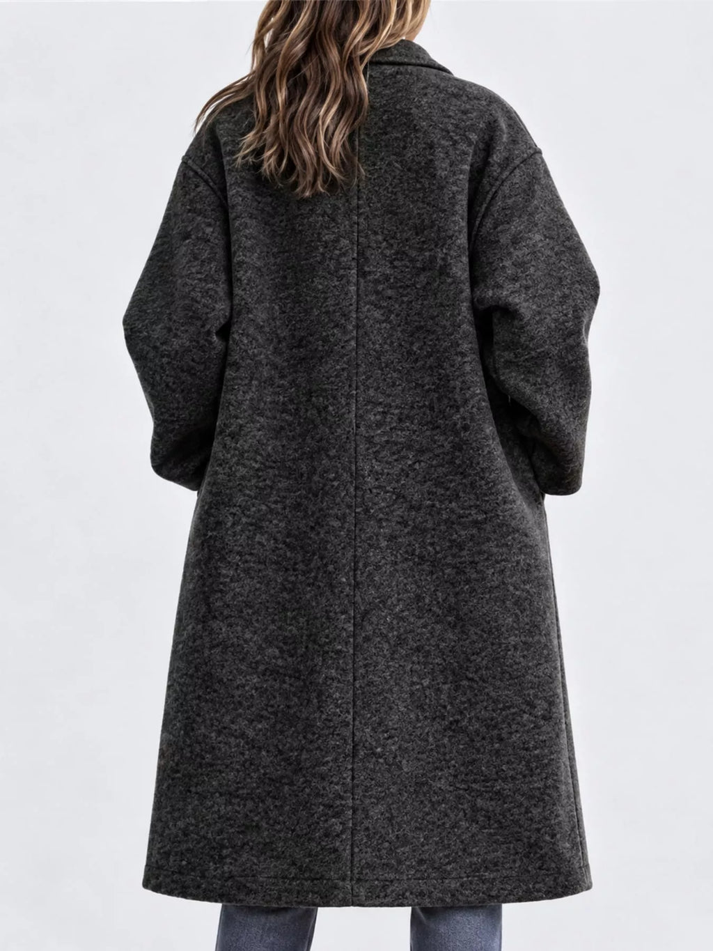 Full Size Lapel Collar One Button Coat Plus Size