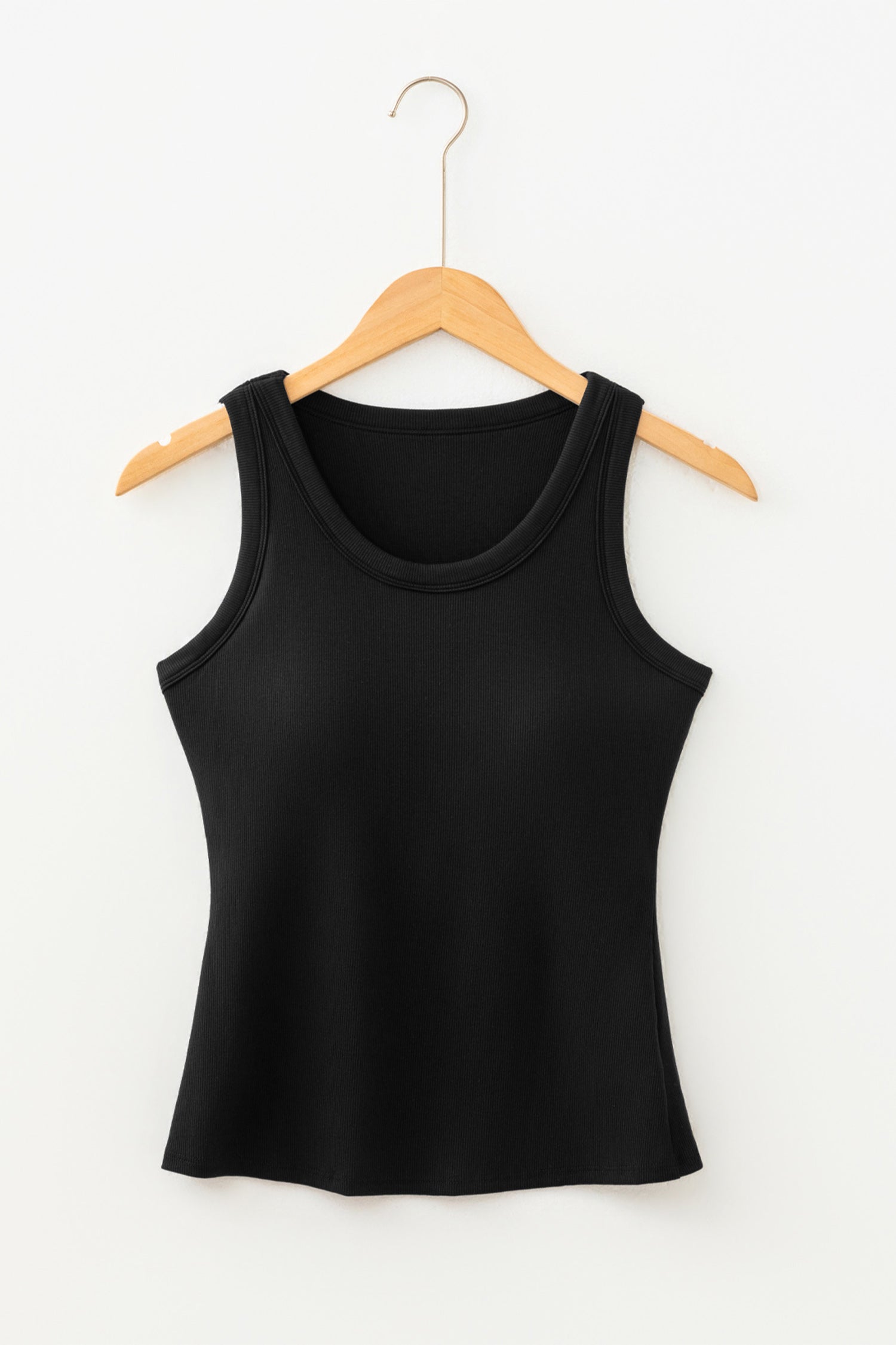 Dark Khaki Slim Ribbed Padded Tank Top