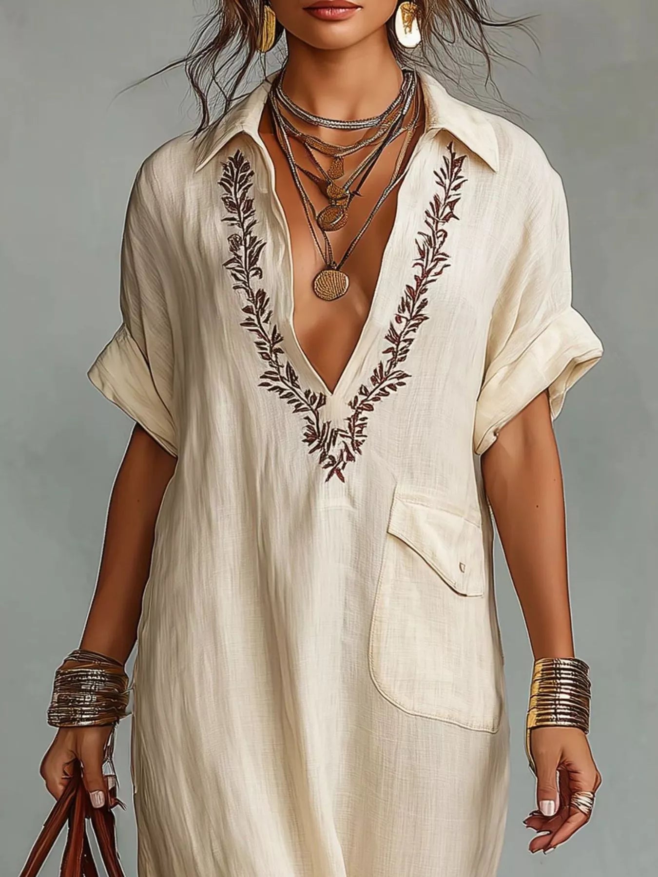 Full Size Bohemian Embroidered Maxi Dress Plus Size