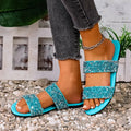 Sequin Open Toe Flats Sandals