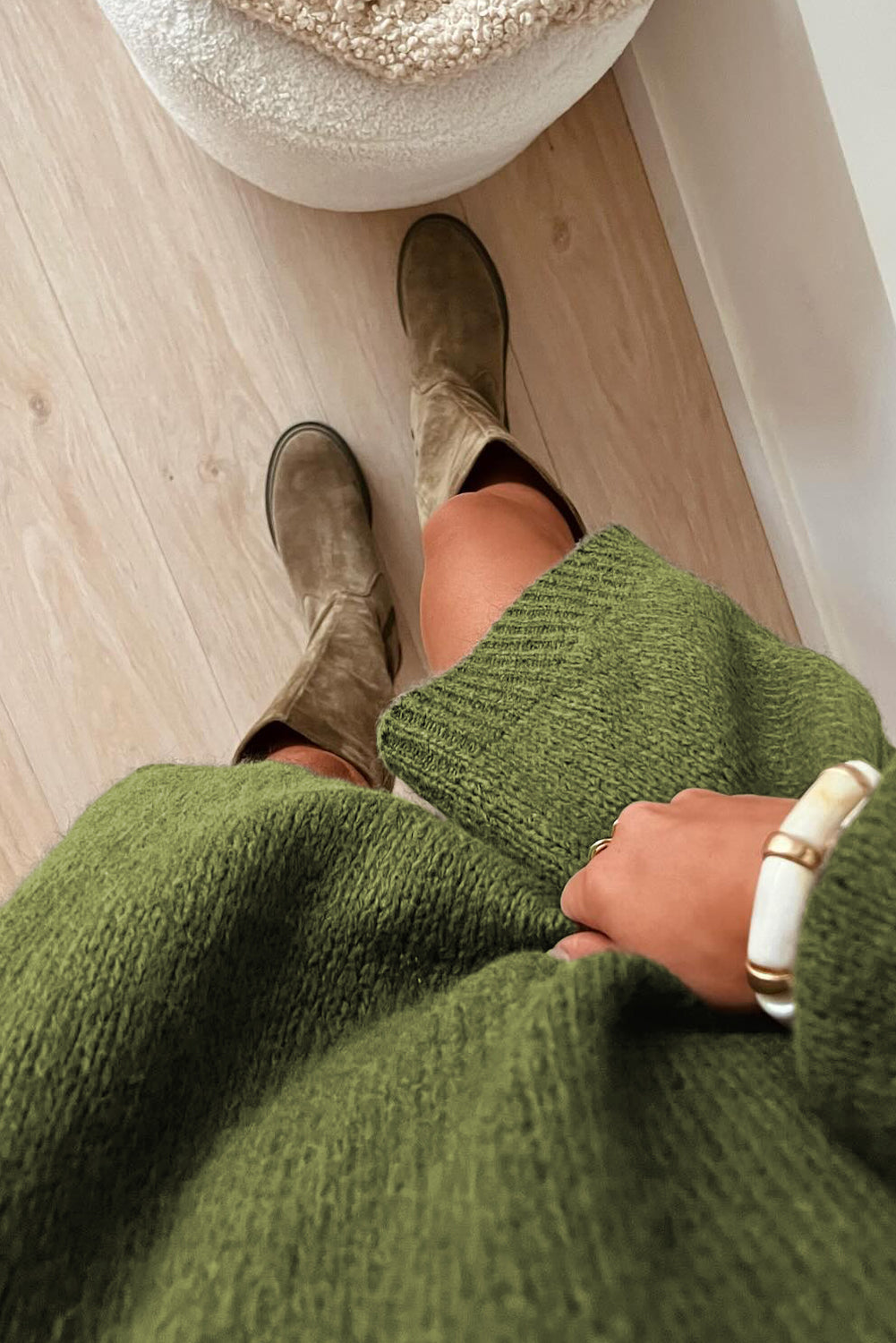 Four Leaf Clover Oversize Drop Shoulder Slouchy Sweater Dress