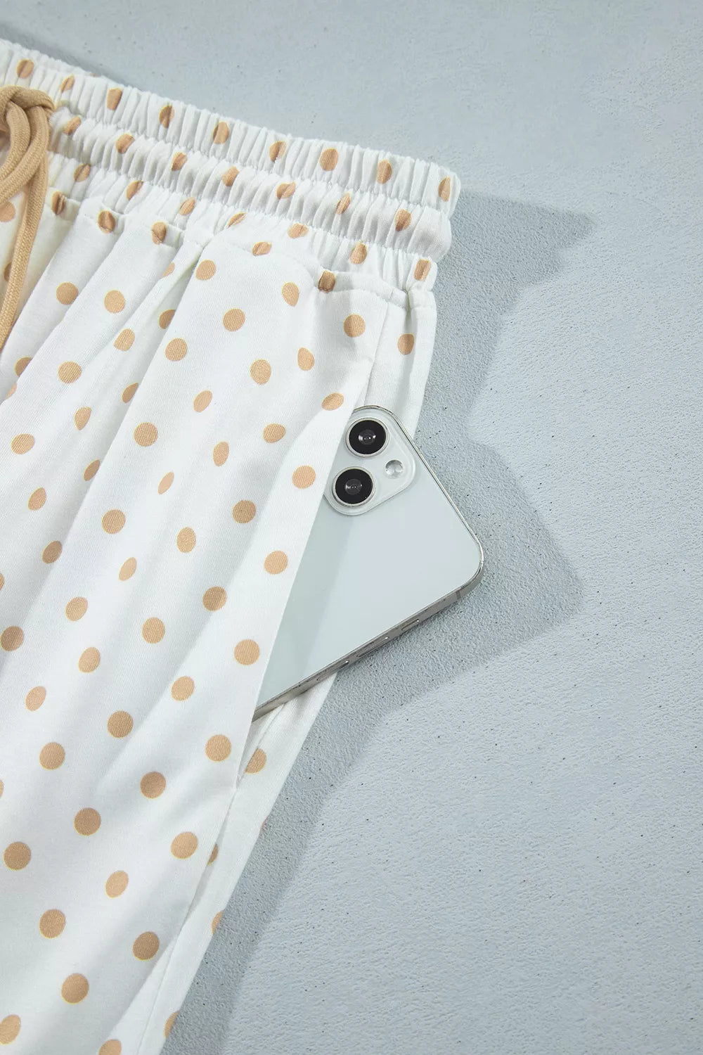 Polka Dot Patchwork Colorblock Long Sleeve Casual Two Piece Pants Set