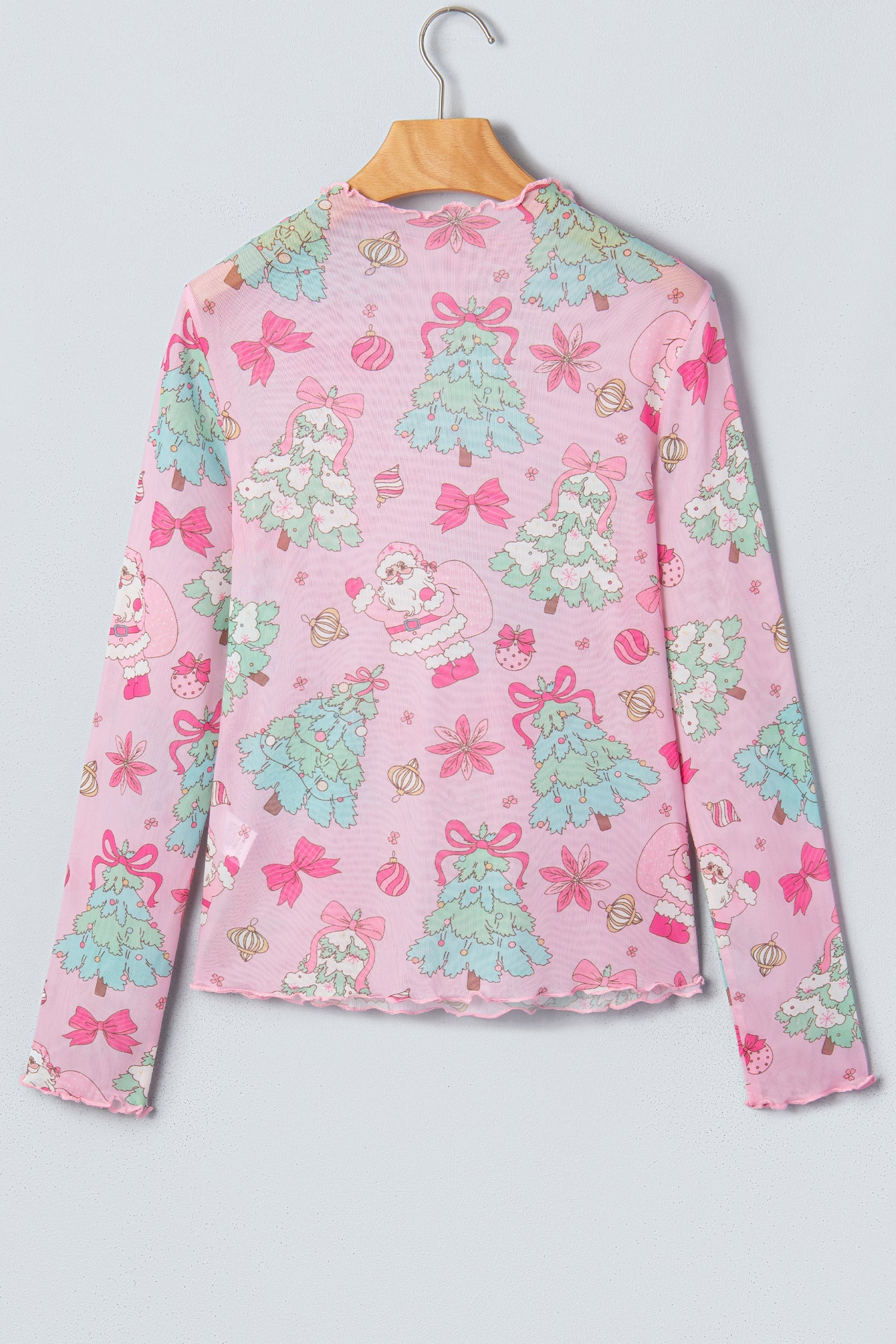Pink Abstract Print Stand Neck Slim Fit Long Sleeve Top