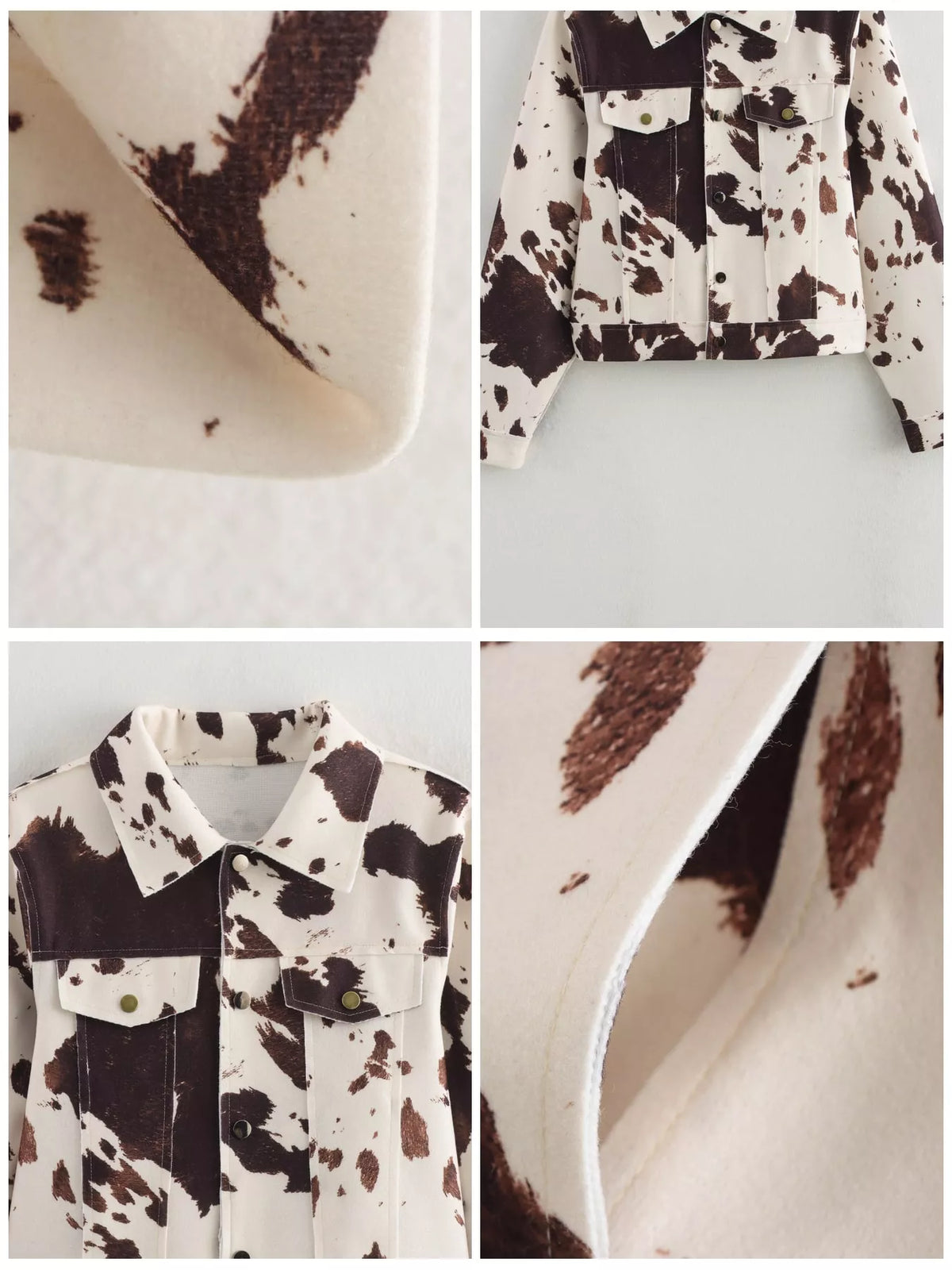 Cow Print Button Up Jacket
