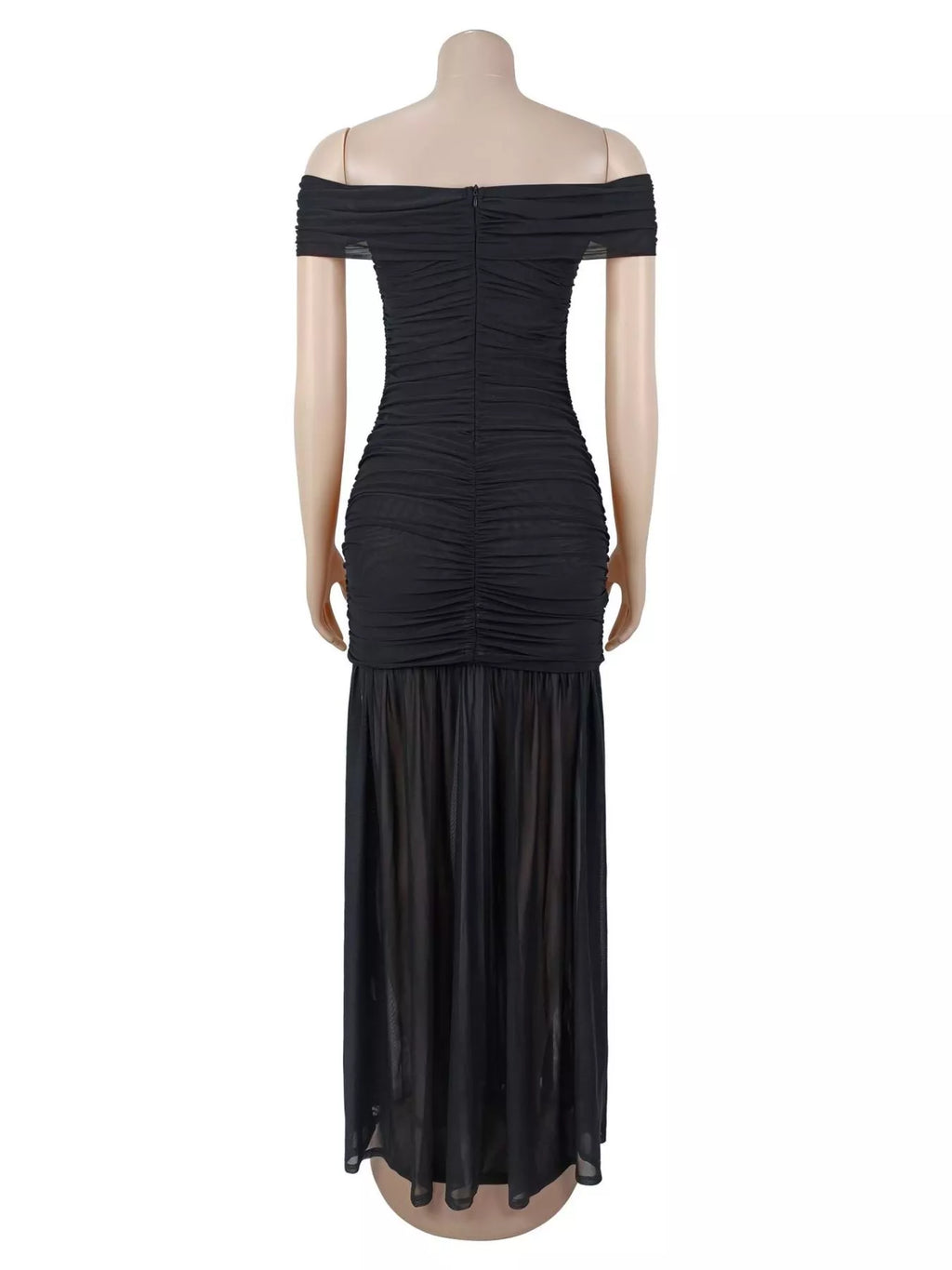 Off-Shoulder Ruched Mermaid Maxi Dress