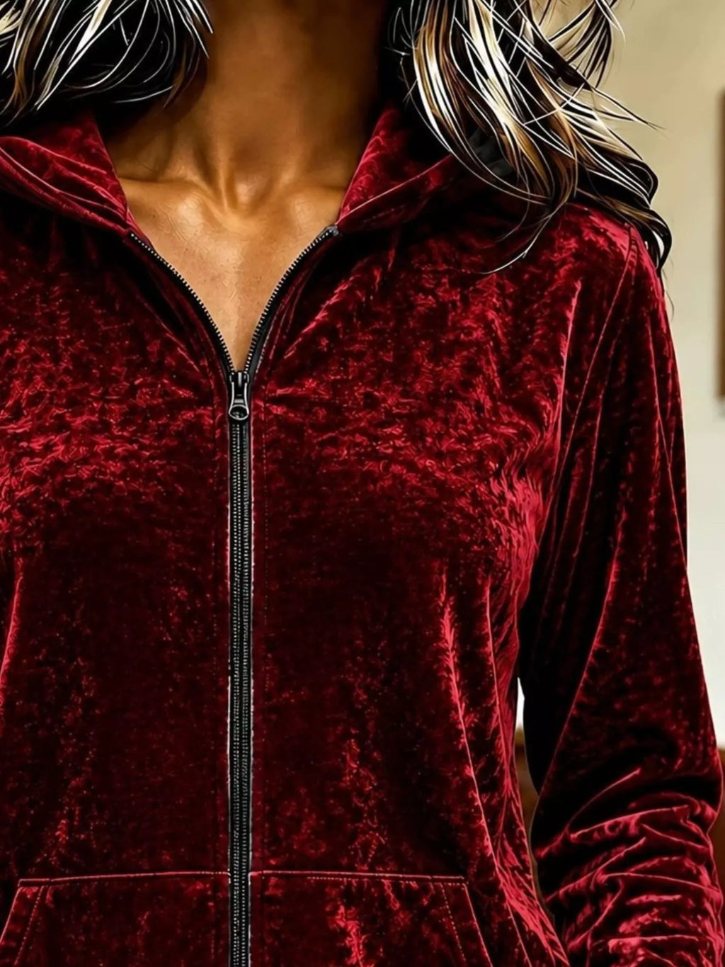 Velvet Zip-Up Hoodie