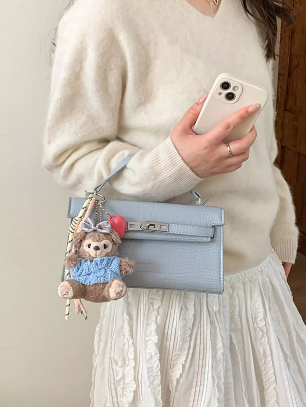 Croc-Embossed Leather Crossbody Bag