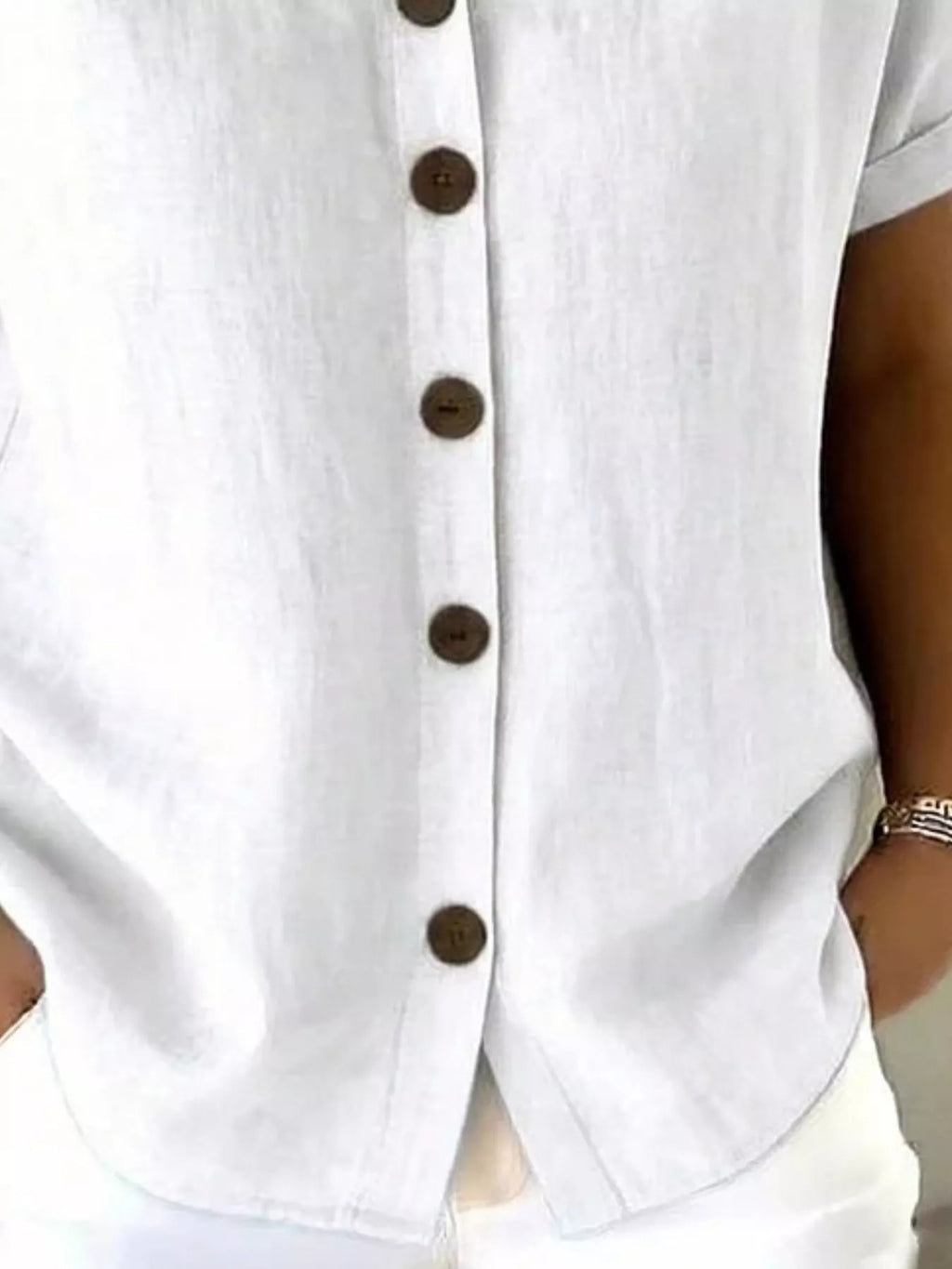 Full Size Button-Down Short Sleeve Shirt Plus Size
