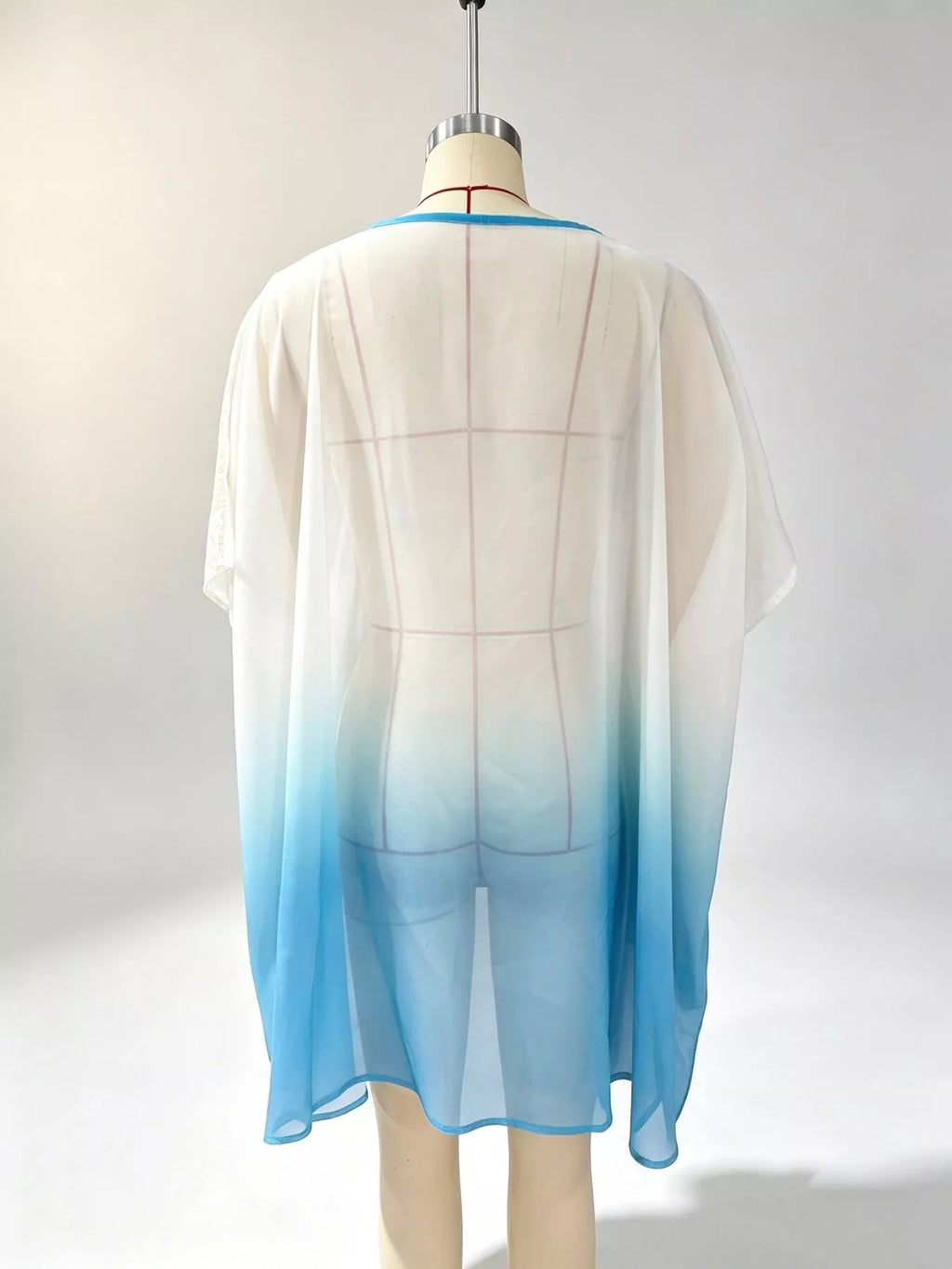 Full Size Gradient Flowy Batwing Sleeve Blouse Plus Size